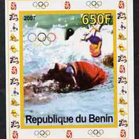 Benin 2007 Swimming #2 - individual imperf deluxe sheet with Olympic Rings & Disney Character unmounted mint. Note this item is privately produced and is offered purely on its thematic appeal