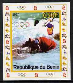 Benin 2007 Swimming #2 - individual imperf deluxe sheet with Olympic Rings & Disney Character unmounted mint. Note this item is privately produced and is offered purely on its thematic appeal