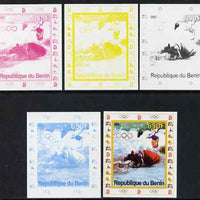 Benin 2007 Swimming #2 - individual deluxe sheet with Olympic Rings & Disney Character - the set of 5 imperf progressive proofs comprising the 4 individual colours plus all 4-colour composite, unmounted mint