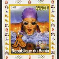 Benin 2007 Swimming #3 - individual imperf deluxe sheet with Olympic Rings & Disney Character unmounted mint. Note this item is privately produced and is offered purely on its thematic appeal