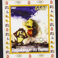 Benin 2007 Swimming #4 - individual imperf deluxe sheet with Olympic Rings & Disney Character unmounted mint. Note this item is privately produced and is offered purely on its thematic appeal