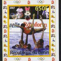 Benin 2007 Synch Swimming - individual imperf deluxe sheet with Olympic Rings & Disney Character unmounted mint. Note this item is privately produced and is offered purely on its thematic appeal