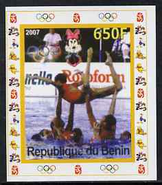 Benin 2007 Synch Swimming - individual imperf deluxe sheet with Olympic Rings & Disney Character unmounted mint. Note this item is privately produced and is offered purely on its thematic appeal