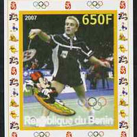 Benin 2007 Badminton - individual imperf deluxe sheet with Olympic Rings & Disney Character unmounted mint. Note this item is privately produced and is offered purely on its thematic appeal
