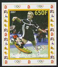 Benin 2007 Badminton - individual imperf deluxe sheet with Olympic Rings & Disney Character unmounted mint. Note this item is privately produced and is offered purely on its thematic appeal
