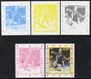 Benin 2007 Badminton - individual deluxe sheet with Olympic Rings & Disney Character - the set of 5 imperf progressive proofs comprising the 4 individual colours plus all 4-colour composite, unmounted mint