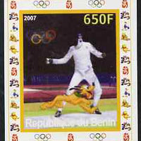 Benin 2007 Fencing - individual imperf deluxe sheet with Olympic Rings & Disney Character unmounted mint. Note this item is privately produced and is offered purely on its thematic appeal