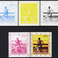 Benin 2007 Running - individual deluxe sheet with Olympic Rings & Disney Character - the set of 5 imperf progressive proofs comprising the 4 individual colours plus all 4-colour composite, unmounted mint
