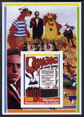 Congo 2005 50th Anniversary of Disneyland overprint on Disney Movie Posters - Oswald imperf souvenir sheet unmounted mint