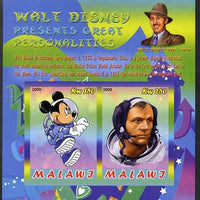 Malawi 2009 Walt Disney Presents Great Personalities - Neil Armstrong imperf sheetlet containing 2 values unmounted mint