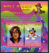 Malawi 2009 Walt Disney Presents Great Personalities - John Lennon perf sheetlet containing 2 values unmounted mint