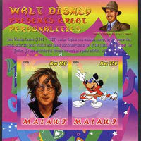 Malawi 2009 Walt Disney Presents Great Personalities - John Lennon imperf sheetlet containing 2 values unmounted mint