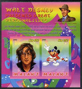 Malawi 2009 Walt Disney Presents Great Personalities - John Lennon imperf sheetlet containing 2 values unmounted mint