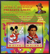 Malawi 2009 Walt Disney Presents Great Personalities - Ayrton Senna perf sheetlet containing 2 values unmounted mint