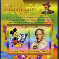 Malawi 2009 Walt Disney Presents Great Personalities - Pablo Picasso imperf sheetlet containing 2 values unmounted mint