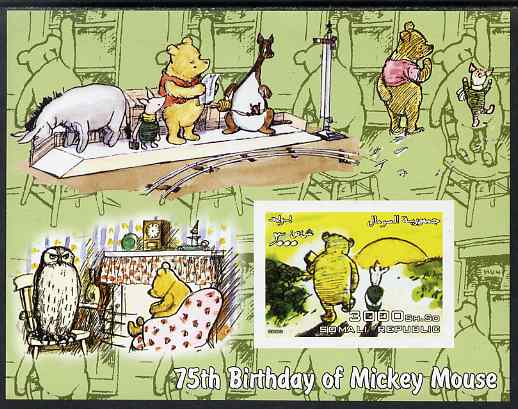 Somalia 2003 75th Birthday of Mickey Mouse - Winnie the Pooh #1 imperf s/sheet unmounted mint. Note this item is privately produced and is offered purely on its thematic appeal