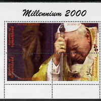 Somaliland 2000 Millennium 2000 - Pope perf composite sheetlet containing 4 values unmounted mint