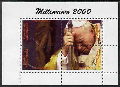Somaliland 2000 Millennium 2000 - Pope perf composite sheetlet containing 4 values unmounted mint