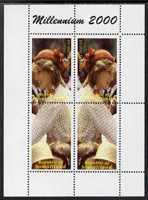 Somaliland 2000 Millennium 2000 - Princess Diana perf sheetlet containing 4 values unmounted mint. Note this item is privately produced and is offered purely on its thematic appeal