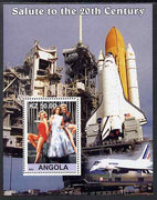 Angola 2002 Salute to the 20th Century #08 perf s/sheet - Marilyn & Space Shuttle, unmounted mint. Note this item is privately produced and is offered purely on its thematic appeal