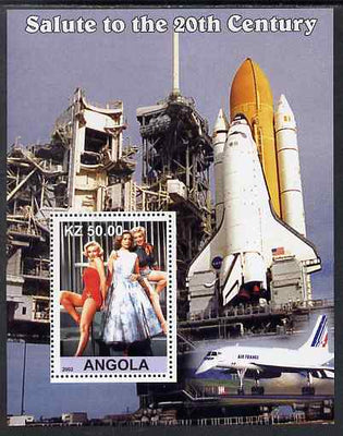 Angola 2002 Salute to the 20th Century #08 perf s/sheet - Marilyn & Space Shuttle, unmounted mint. Note this item is privately produced and is offered purely on its thematic appeal