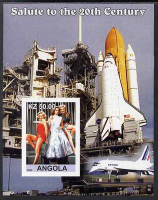 Angola 2002 Salute to the 20th Century #08 imperf s/sheet - Marilyn & Space Shuttle, unmounted mint. Note this item is privately produced and is offered purely on its thematic appeal