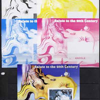 Angola 2002 Salute to the 20th Century #04 s/sheet - Marilyn & Painting by Dali - the set of 5 imperf progressive proofs comprising the 4 individual colours plus all 4-colour composite, unmounted mint