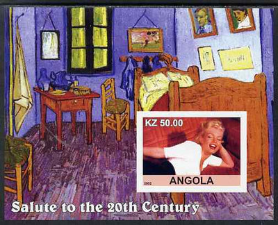 Angola 2002 Salute to the 20th Century #07 imperf s/sheet - Marilyn & Painting by Van Gogh, unmounted mint. Note this item is privately produced and is offered purely on its thematic appeal