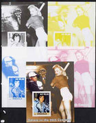 Angola 2002 Salute to the 20th Century #10 s/sheet - Elvis, Marilyn & Tiger Woods - the set of 5 imperf progressive proofs comprising the 4 individual colours plus all 4-colour composite, unmounted mint