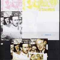 Angola 2001 Birth Centenary of Walt Disney #04 s/sheet - Walt Disney & Nelson Eddie - the set of 5 imperf progressive proofs comprising the 4 individual colours plus all 4-colour composite, unmounted mint