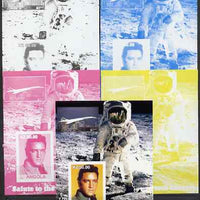 Angola 2002 Salute to the 20th Century #12 s/sheet - Elvis, Concorde & Neil Armstrong - the set of 5 imperf progressive proofs comprising the 4 individual colours plus all 4-colour composite, unmounted mint