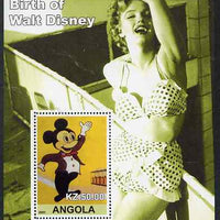 Angola 2001 Birth Centenary of Walt Disney #05 perf s/sheet - Mickey Mouse & Marilyn, unmounted mint. Note this item is privately produced and is offered purely on its thematic appeal