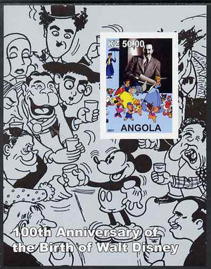 Angola 2001 Birth Centenary of Walt Disney #03 imperf s/sheet - Disney & charactures incl Charlie Chaplin, unmounted mint. Note this item is privately produced and is offered purely on its thematic appeal