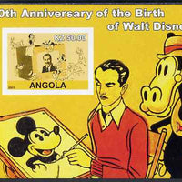 Angola 2001 Birth Centenary of Walt Disney #01 imperf s/sheet - Disney & various characters, unmounted mint. Note this item is privately produced and is offered purely on its thematic appeal