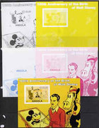 Angola 2001 Birth Centenary of Walt Disney #01 s/sheet - Disney & various characters - the set of 5 imperf progressive proofs comprising the 4 individual colours plus all 4-colour composite, unmounted mint