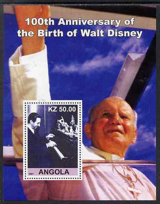 Angola 2001 Birth Centenary of Walt Disney #06 perf s/sheet - Disney at Piano & Pope, unmounted mint. Note this item is privately produced and is offered purely on its thematic appeal