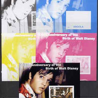 Angola 2001 Birth Centenary of Walt Disney #07 s/sheet - Disney & Elvis - the set of 5 imperf progressive proofs comprising the 4 individual colours plus all 4-colour composite, unmounted mint