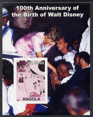Angola 2001 Birth Centenary of Walt Disney #08 imperf s/sheet - Magazine Covers & Diana, unmounted mint. Note this item is privately produced and is offered purely on its thematic appeal