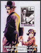 Angola 2001 Birth Centenary of Walt Disney #09 perf s/sheet - Disney & Charlie Chaplin, unmounted mint. Note this item is privately produced and is offered purely on its thematic appeal
