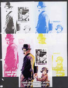 Angola 2001 Birth Centenary of Walt Disney #09 s/sheet - Disney & Charlie Chaplin - the set of 5 imperf progressive proofs comprising the 4 individual colours plus all 4-colour composite, unmounted mint