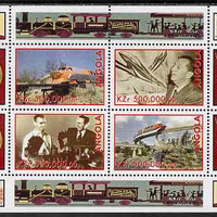 Angola 1999 Walt Disney's Railroad History #3 perf sheetlet containing 4 values unmounted mint