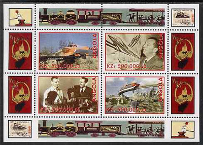 Angola 1999 Walt Disney's Railroad History #3 perf sheetlet containing 4 values unmounted mint