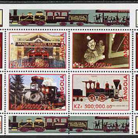 Angola 1999 Walt Disney's Railroad History #4 perf sheetlet containing 4 values unmounted mint