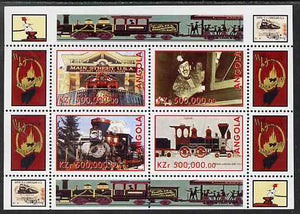 Angola 1999 Walt Disney's Railroad History #4 perf sheetlet containing 4 values unmounted mint