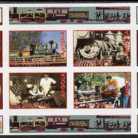 Angola 1999 Walt Disney's Railroad History #1 imperf sheetlet containing 4 values unmounted mint