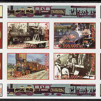 Angola 1999 Walt Disney's Railroad History #2 imperf sheetlet containing 4 values unmounted mint