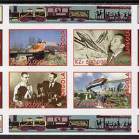 Angola 1999 Walt Disney's Railroad History #3 imperf sheetlet containing 4 values unmounted mint