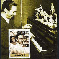 Angola 2002 Birth Centenary of Walt Disney #07 perf s/sheet - Disney reading sheet music & at the Piano, unmounted mint. Note this item is privately produced and is offered purely on its thematic appeal