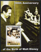 Angola 2002 Birth Centenary of Walt Disney #07 perf s/sheet - Disney reading sheet music & at the Piano, unmounted mint. Note this item is privately produced and is offered purely on its thematic appeal