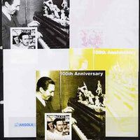 Angola 2002 Birth Centenary of Walt Disney #07 s/sheet - Disney reading sheet music & at the Piano - the set of 5 imperf progressive proofs comprising the 4 individual colours plus all 4-colour composite, unmounted mint
